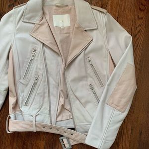 Maje light blush Moto leather jacket
